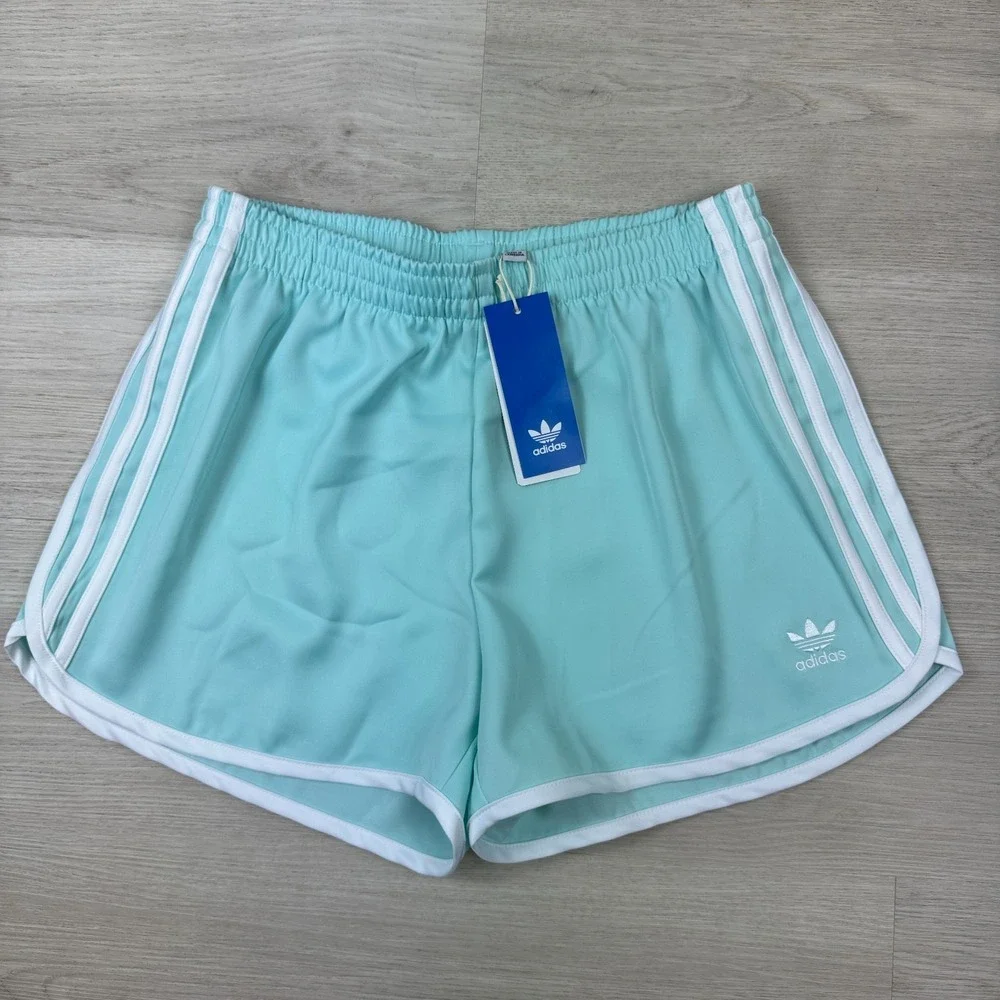 Adidas Originals 3 Stripes Sprinter Shorts Womens Small Semi Flash Aqua JD3123